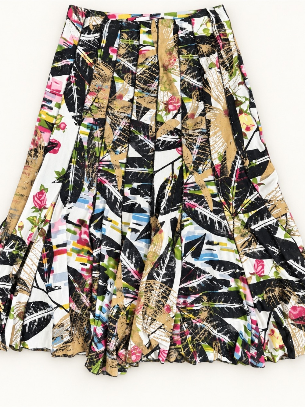 Alberto Makali Multicolor Tropical Pleated Circle Skirt